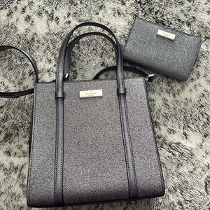 Kate Spade Tinsel light purple sparkle crossbody and Wallet Set